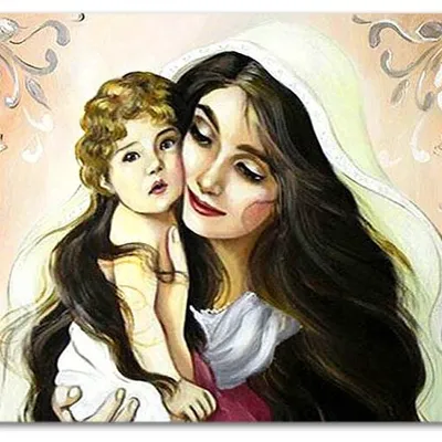 Obraz olejny - obrazy maryjne - maria i jezus - 60x90 cm - g119345