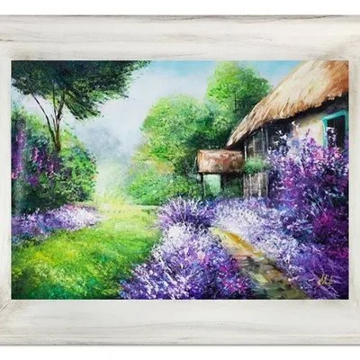 Pola lawendowe - domek na uboczu - 72x92 cm - g16383