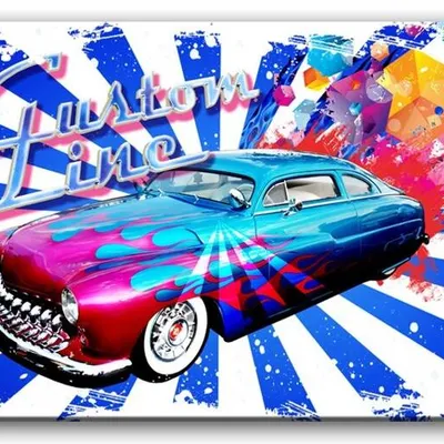 Retro - tęczowy mustang - 60x90 cm - g93162