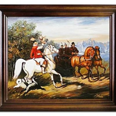 Juliusz kossak - wyjazd na polowanie z sokołem - 53x64 cm - g02659