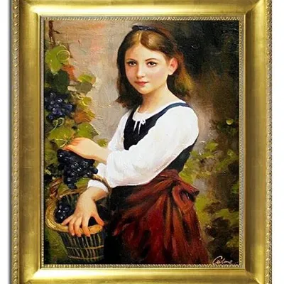 Elizabeth jane gardner - młoda dziewczyna trzymająca koszyk winogron - 53x64 cm - g04643