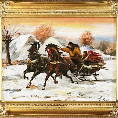 Polowanie - w zimowym pędzie - 40x50 cm - g02177