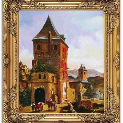 Architektura - romańska baszta - 53x64 cm - g06033