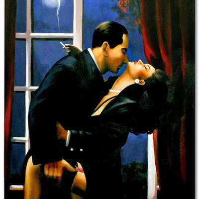 Obraz olejny - jack vettriano - nocna geometria - 80x120 cm - g118818