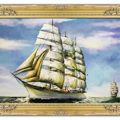 Marynistyka - szkuner na falach - 75x105 cm - g15451