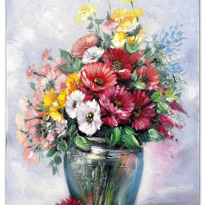 Obraz olejny - bukiety mieszane - 50x70 cm - g119122