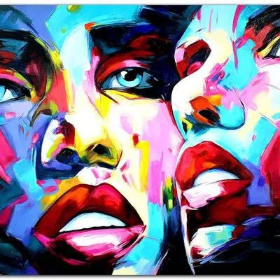 Obraz abstrakcyjny - niebieskie twarze - 195x115cm g16210