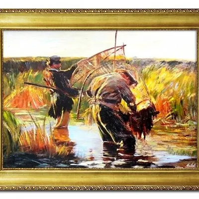Leon wyczółkowski - rybacy brodzący - 63x84 cm - g03977