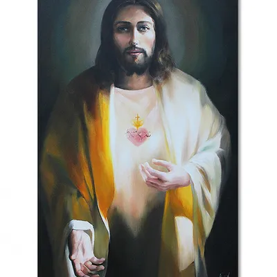 Obraz olejny - religijne - serce jezusa - 60x90 cm - g117261