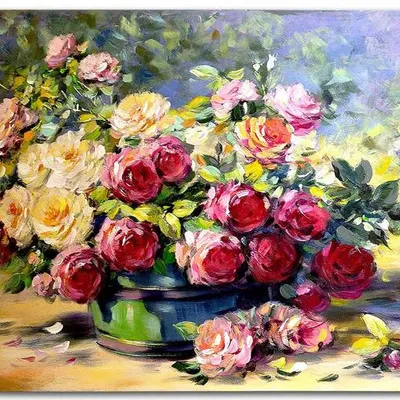 Obraz olejny - róże - 60x90 cm - g119099