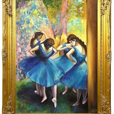 Obraz olejny - impresjoniści - edgar degas - błękitne tancerki - 64x84 cm - g117622