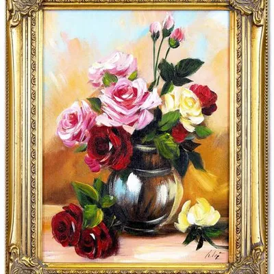 Róże - w szklanej kuli - 40x50 cm - g04987