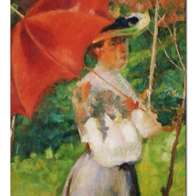 Obraz olejny - impresjoniści - matej sternen - czerwony parasol - 50x70 cm - g109831