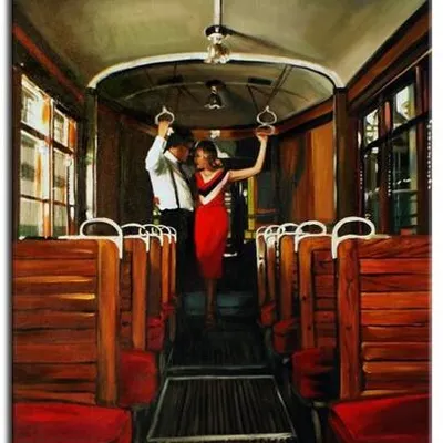 Obraz olejny - jack vettriano - w pociągu - 80x120 cm - g118822