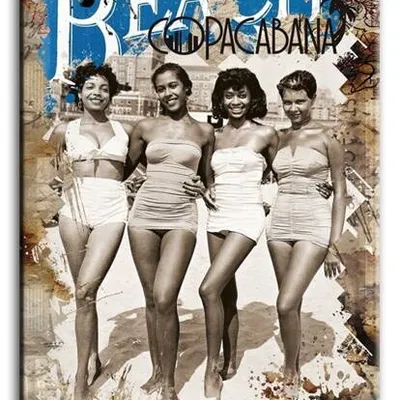 Retro - na plaży - 60x90 cm - g93155