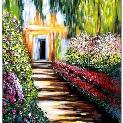 Obraz olejny - impresjoniści - claude monet - ogród w giverny - 80x120 cm - g119385
