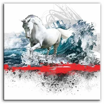 Wild nature - biały mustang - 100x100 cm - g93210