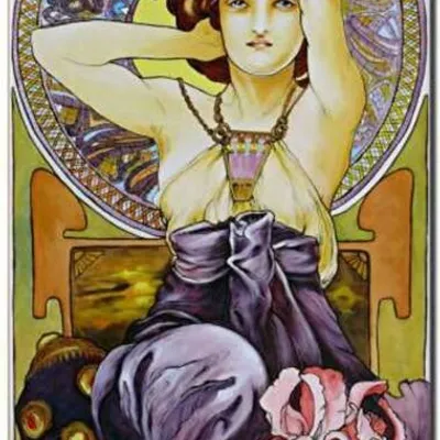 Obraz olejny - alfons mucha - ametyst - 60x90 cm - g00289