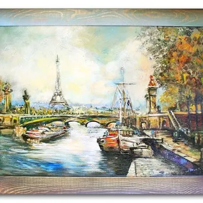 Paryż - statki na sekwanie - 63x83 cm - g01295