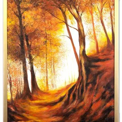 Pejzaż tradycyjny - jesienna alejka - 64x84 cm - g01977