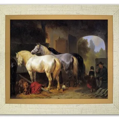 Konie w stajni - 24x30 cm - g94907