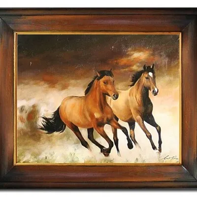 Zwierzęta - konie w galopie obraz - 61x71 cm - g15478