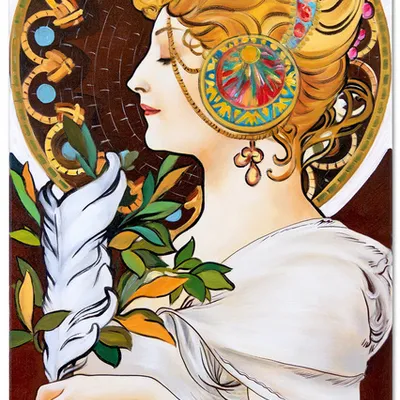 Obraz olejny - alfons mucha - pióro - 50x70 cm - g118793