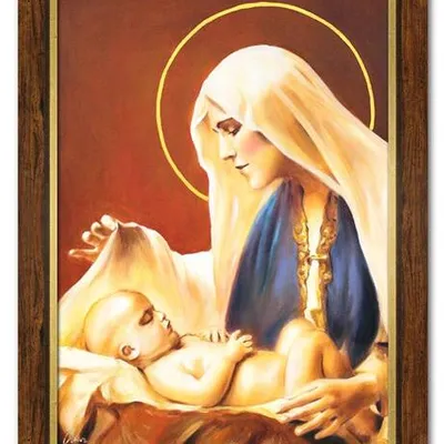 Obraz olejny - religijne - maryja piastująca dzieciątko jezus - 61x81 cm - g115482