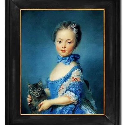 Jean baptiste perronneau - dziewczynka z kotkiem - 58x68 cm - g94456