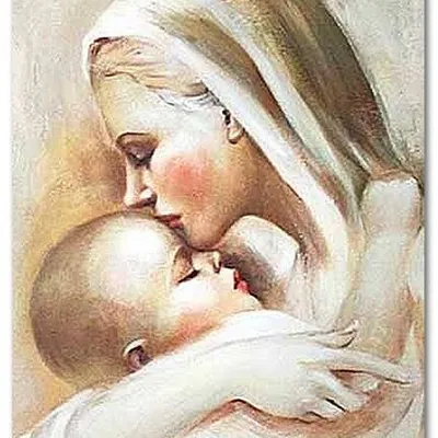 Obraz olejny - obrazy maryjne - pocałunek maryi - 50x70 cm - g119357