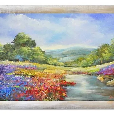 Pejzaż tradycyjny - pola letnich kwiatów - 63x84 cm - g15426