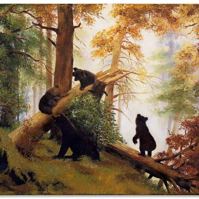 Obraz olejny - pejzaże - iwan iwanowicz szyszkin - poranek w sosnowym lesie - 60x90 cm - g118723