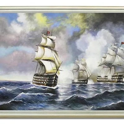 Marynistyka - trzy żaglowce - 104x159 cm - g96166