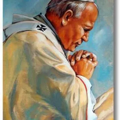 Papież jan paweł ii - skupiony w modlitwie - 60x90 cm - g01614