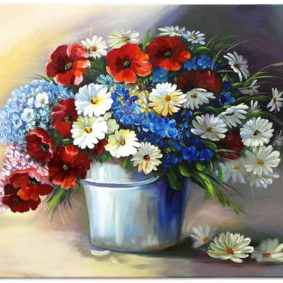 Obraz olejny - bukiety mieszane - 50x70 cm - g119252