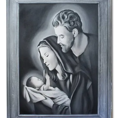 Obraz olejny - religijne - święta rodzina - 65x85 cm - g111120