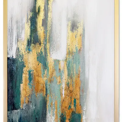 Obraz olejny - abstrakcyjne - płatki złota - 63x93 cm - g118699