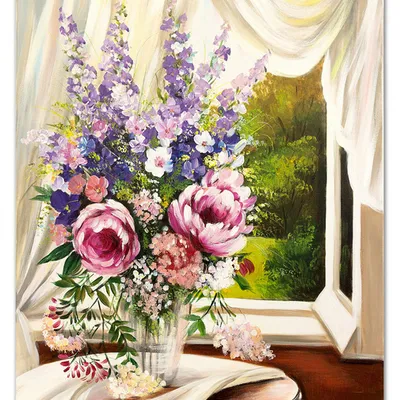 Obraz olejny - bukiety mieszane - 70x80 cm - g118673