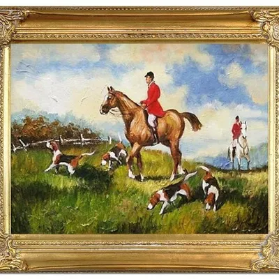 Polowanie - myśliwi i psy - 84x64 cm - g02289