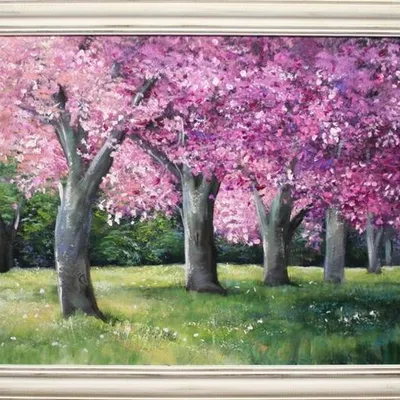 Pejzaż tradycyjny - kwitnący sad - 75x105 cm - g15433