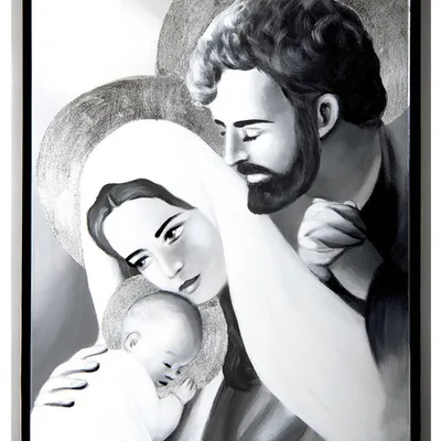 Obraz olejny - religijne - święta rodzina - rama american box - 55x75 cm - g118457