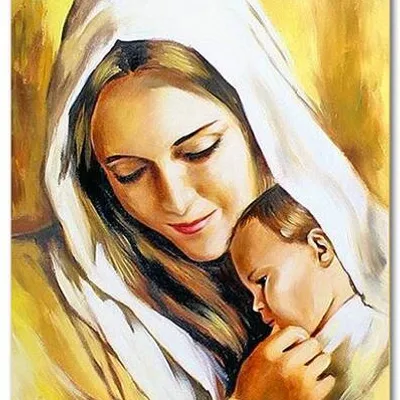 Obraz olejny - obrazy maryjne - matka boska z małym jezusem - 60x90 cm - g119359