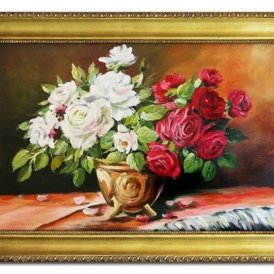 Róże - czerwone i białe - 75x105 cm - g02233