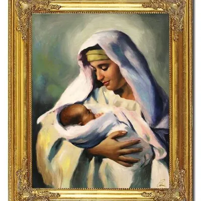 Maryja - święta matka z jezusem - 53x64 cm - g96651