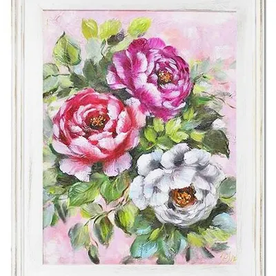 Obraz olejny - kwiaty - 39x49 cm - g95184