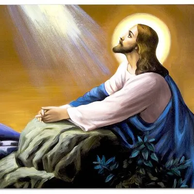 Obraz olejny - jezus chrystus - pan jezus modlący się w ogrójcu - 80x120 cm - g119325