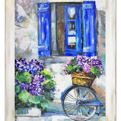 Architektura - niebieska okiennica - 63x84 cm - g16112