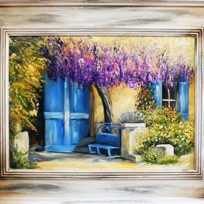 Pola lawendowe - pod kwitnącą jakarandą - 76x96 cm - g15846