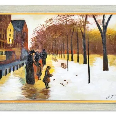 Architektura - karmiąc ptaki - 63x84 cm - g04069