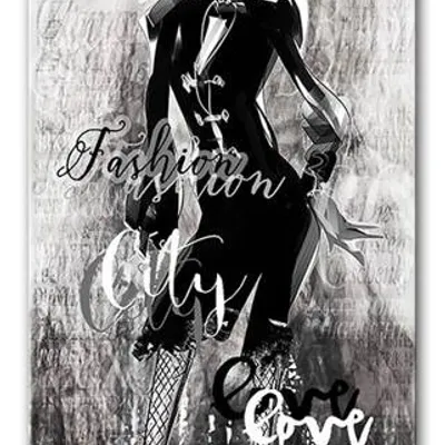 Retro lady - w czarnym kapeluszu - 90x45 cm - g93633